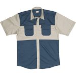 Salty Two Tone Bush Shirt Stone & Airforce Blue S