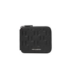 Small Leather Zip Wallet -black