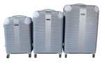 Smte 3 Piece Hard Outer Shell Luggage Set Silver With Keychain