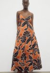 Long Strappy Dress - Orange Patterned