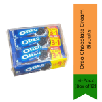 Cadbury Oreo Chocolate Cream Biscuits 4-PACK Box Of 12 Classic Chocolate Sandwich Cookies For Lunchboxes Parties & Snacking Crea