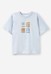Cotton On Jonny Short Sleeve Print Tee - Morning Blue beach Side Elements