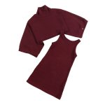 Maroon Ribbed Slimfit Dress With Loose Top