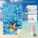 Starfish Pattern Microfiber Beach Towel Quick Dry Absorbent Soft Comfortable Beach Blanket For Outdoor Travel Camping Seaside Va