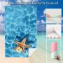 Starfish Pattern Microfiber Beach Towel Quick Dry Absorbent Soft Comfortable Beach Blanket For Outdoor Travel Camping Seaside Vacation Modern Style Lightweight & Portable