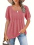 Solid Square Neck T-Shirt Elegant Short Sleeve Top For Spring & Summer Women's Clothing