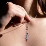 White Gold Starburst Necklace With Pav Cubic Zirconia