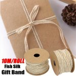 1ROLL 10M Jute Burlap Rolls Hessian Ribbon With Lace Vintage Rustic Wedding Decoration Party Diy Crafts Christmas Gift Packaging