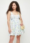 Printed Bubble MINI Dress - Blue Delicate Daisy