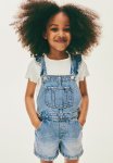 Denim Dungaree Shorts - Light Denim Blue