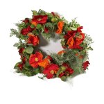 72CM Red Orange Poppy Wreath Le JS394