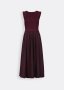 Ribbed Pleated Satin Midi Dress