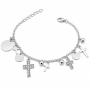 Sterling Silver Cross Disc Charm Bracelet