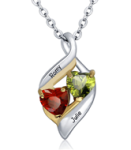 N288 - 925 Sterling Silver Personalized Couples Names & Birthstones Necklace