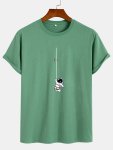 Men's 100% Cotton Astronaut Print T-Shirt Casual Short Sleeve Crew Neck Tee Men's Clothing For Outdoor