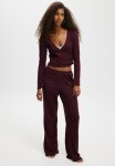 Cotton On Super Soft Ribbed Straight Leg Pant - Dark Oak