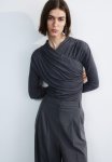 Jersey Wrap Top - Dark Grey Marl