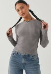 Sophia Long Sleeve Knit Top - Cement Grey