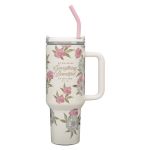 Large Travel Mug With Handle And Straw - He Has Made Everything Beautiful