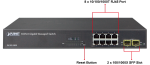 Planet 8-PORT 10 100 1000T + 2 100 1000X Sfp Managed Switch 14.88MPPS @64BYTES Power REQUIREMENT-100 240V Ac 50 60HZ