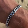Trendy Men's 7mm Titanium Steel Bracelet Classic Hip-hop Cuban Link Fade-resistant Washable