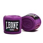 Leone 1947 AB705 Boxing Hand Wraps Elastic Cotton Wrist & Knuckle Support For Boxing Mma & Muay Thai Pair - 138" - Col. Purple