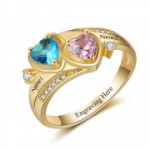 N2021 - Personalized Gold Over 925 Sterling Silver Cz Ring