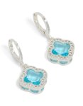 Blue Cubic Zirconia Clover Huggie Earrings