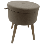 Sophie Round Storage Stool With Wooden Legs Brown