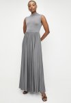 Edit Funnel Neck Pleated Knit Dress - Steel Grey