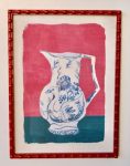 Blue & White Jug Red Bobbled Frame – 3.5X60X45CM
