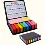 2025 Multicolor Sticky Note Set With Faux Leather Case - Self-adhesive Memo Pads Divider Tabs & Calendar For Office School Home
