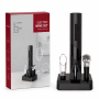 Electric Wine Opener 4-PIECE Gift Set With Stand Black