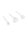 Surgical Steel Cubic Zirconia Graduating Stacker Earrings 3-PACK
