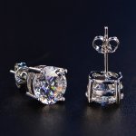 1 Pair Simple Round Zircon Stud Earrings For Men Holiday Party Gift
