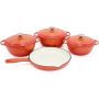 Choice 7-PIECE Heavy Weight Cast Iron Cookware Set Enamel Coated Dutch Ovens & Frying Pan With Lids Oven Safe Induction Ready Non-stick For