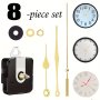 8-PIECE Quartz Clock Movement Kit Silent Mechanical Short Shaft Replacement Wall Clock Movement With 3 Hands Durable Plastic Diy Assembly Clock Repair Tools And Accessories