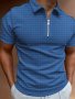 Men's Solid Golf Shirt Formal Half Zipper Lapel Short Sleeve Shirt For Summer Outdoor