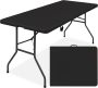 Trade Kite 1.8M Heavy-duty Folding Camp Table Portable Plastic Utility Table For Indoor & Outdoor Use Lightweight Trestle Table For Events Catering Braais & Camping - Black