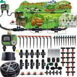 Drip Irrigation System For Garden With Water Timer Main Id 1 2INCH 32FT And 1 4INCH 131FT Water Hose 2-ZONE Watering System Suff