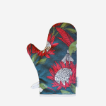 Oven Mitt - Protea Red On Gunmetal