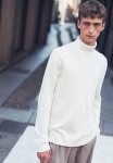 Slim Fit Fine-knit Polo-neck Jumper - White