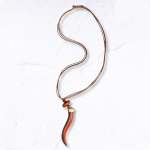 Giant Wooded Horn Pendant Necklace - Chocolate Free