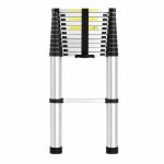 4.1M Aluminium Telescopic Ladder Portable Collapsible Extension Ladder With Locking Steps Anti-slip Feet & Compact Storage Desig