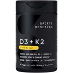 Sports Research Vitamin D3 + K2 With 10 000IU Of Plant-based D3 & 100MCG Of Vitamin K2 As MK-7 Non-gmo Verified & Vegan Certifie