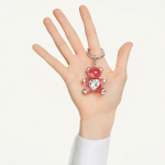 SWAROVSKI Teddy Key Ring Bear Pink Rhodium Plated