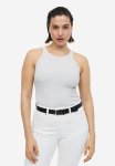 Ribbed Vest Top - Light Grey Marl