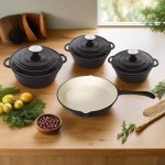 Black Pot Set With Lid 5 L Capacity