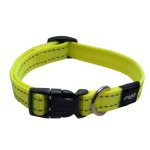 Rogz Utility Medium 16mm Snake Dog Collar - Dayglo Yellow Reflective