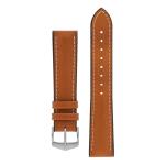 James Calf Leather Performance Watch Strap In Gold Brown - 22MM Silver